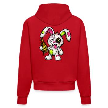 Patchwork Zombie Bunny with Bottle - Organic Fitted Hoodie Made in EU - red - Back