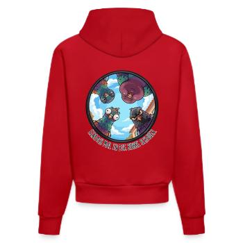 EINFACH MAL IN DIE RÖHRE SCHAUEN - bunte Tauben - Organic Fitted Hoodie Made in EU - Rot - Hinten