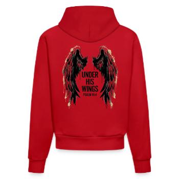 Sous ses ailes - Psaume 91:4 - Art streetwear - Sweat à capuche bio ajusté fabriqué en UE - rouge - Dos