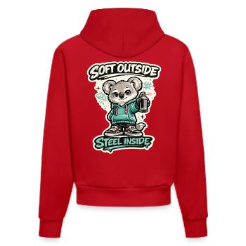 Douceur à l’extérieur, acier à l’intérieur – Koala Streetart - Sweat à capuche bio ajusté fabriqué en UE - rouge - Dos