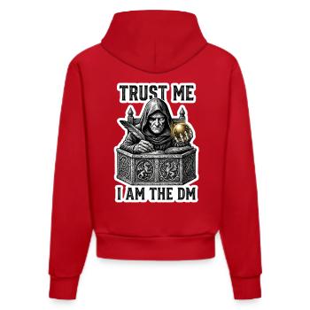 Trust Me I Am The Game Master TTRPG - Organic Fitted Hoodie Made in EU - red - Back