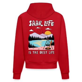 Saarland - Saar Life is the Best Life - Organic Fitted Hoodie Made in EU - red - Back
