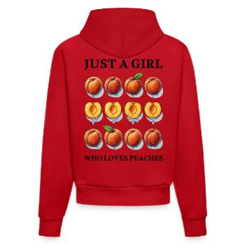 JUSTE UNE FILLE QUI ADORE LES PÊCHES - Pêche - Sweat à capuche bio ajusté fabriqué en UE - rouge - Dos