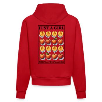 JUSTE UNE FILLE QUI ADORE LES PÊCHES - Pêche dans le cadre - Sweat à capuche bio ajusté fabriqué en UE - rouge - Dos