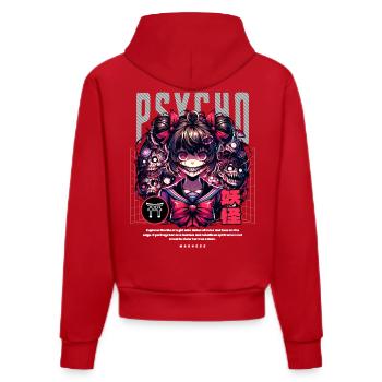 Psycho Madness: Anime Horror Girl - Organic Fitted Hoodie Made in EU - Rot - Hinten