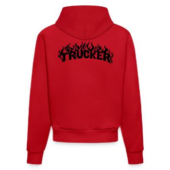 Trucker Schriftzug Flammen - Farbe veränderbar - Organic Fitted Hoodie Made in EU - Rot - Hinten