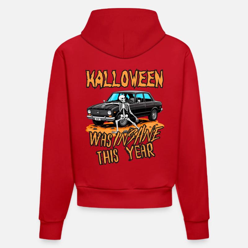 Halloween était folle cette année - Sweat à capuche bio ajusté fabriqué en UE - rouge
