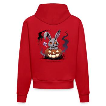Besessen süß – Gruselhase im Kürbis - Organic Fitted Hoodie Made in EU - Rot - Hinten