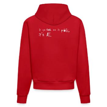 If You See Me It's AI Meme Trend Saying - Organic Fitted Hoodie Made in EU - red - Back