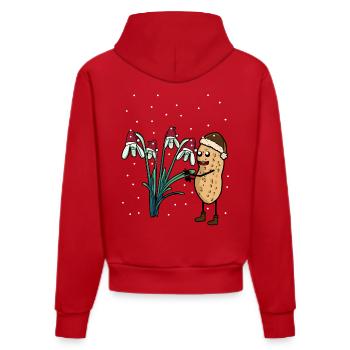 Erdnuss Frühling Schnee Garten Blumen Frost - Organic Fitted Hoodie Made in EU - Rot - Hinten