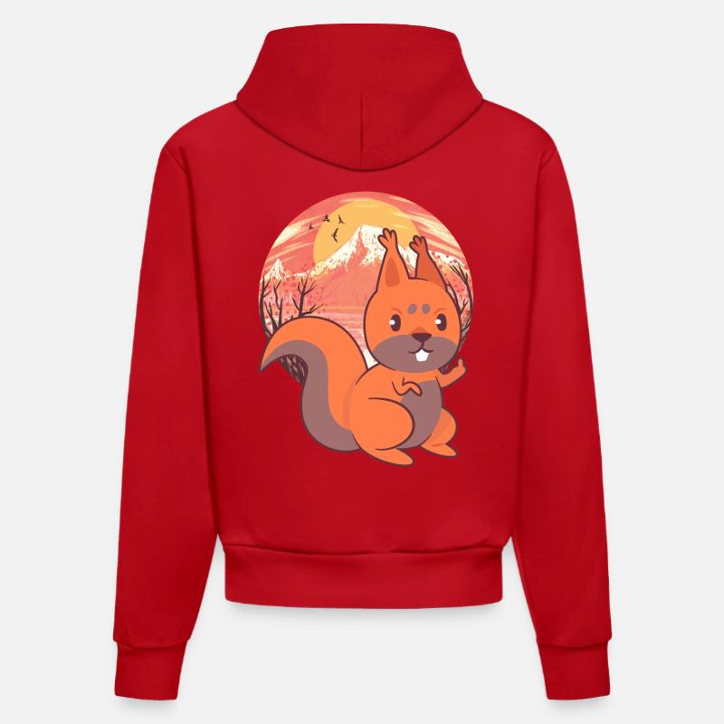 Eichhörnchen Kinder Kind - Organic Fitted Hoodie Made in EU - Rot