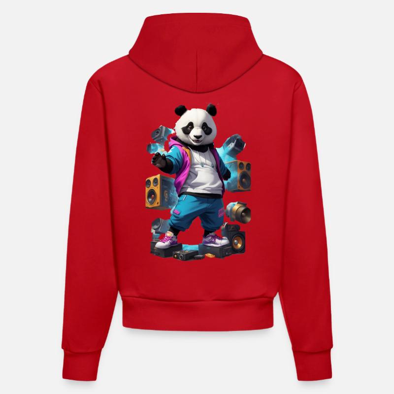 Breakdance Panda - Sweat à capuche bio ajusté fabriqué en UE - rouge