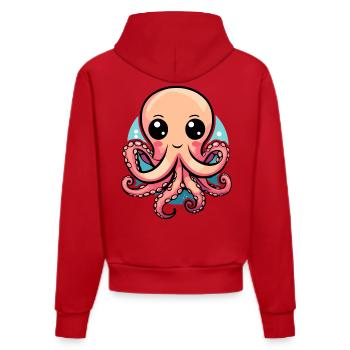 Cute Kawaii Octopus - Organic Fitted Hoodie Made in EU - red - Back