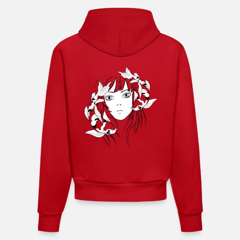 Manga Anime Koi - Sweat à capuche bio ajusté fabriqué en UE - rouge