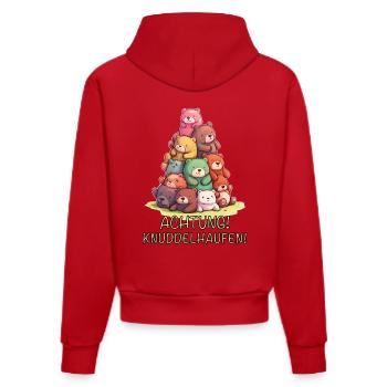 Achtung Knuddelhaufen Teddybär - Organic Fitted Hoodie Made in EU - Rot - Hinten