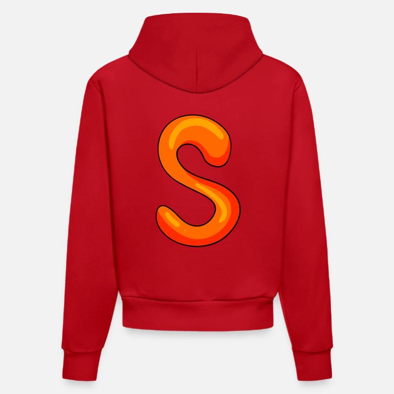 Lettre S Lettre initiale - Sweat à capuche bio ajusté fabriqué en UE - rouge