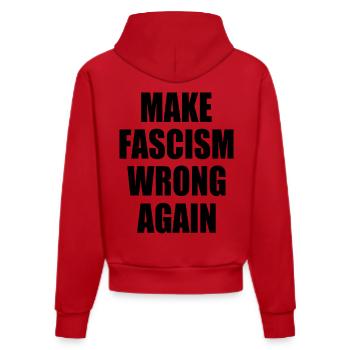 make fascism wrong again - Organic Fitted Hoodie Made in EU - red - Back