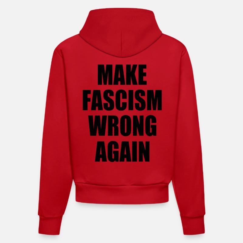 make fascism wrong again - Sweat à capuche bio ajusté fabriqué en UE - rouge