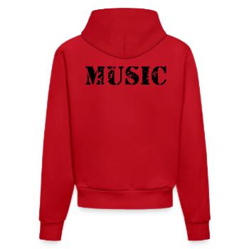 Music als Stempel Druck - Organic Fitted Hoodie Made in EU - Rot - Hinten