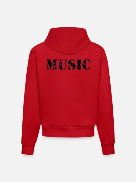 music as a stamp print design - Organic Fitted Hoodie Made in EU - red