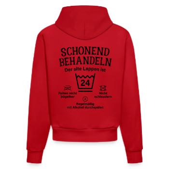 24. Geburtstag Schonend Behandeln Alte Lappen 24 - Organic Fitted Hoodie Made in EU - Rot - Hinten