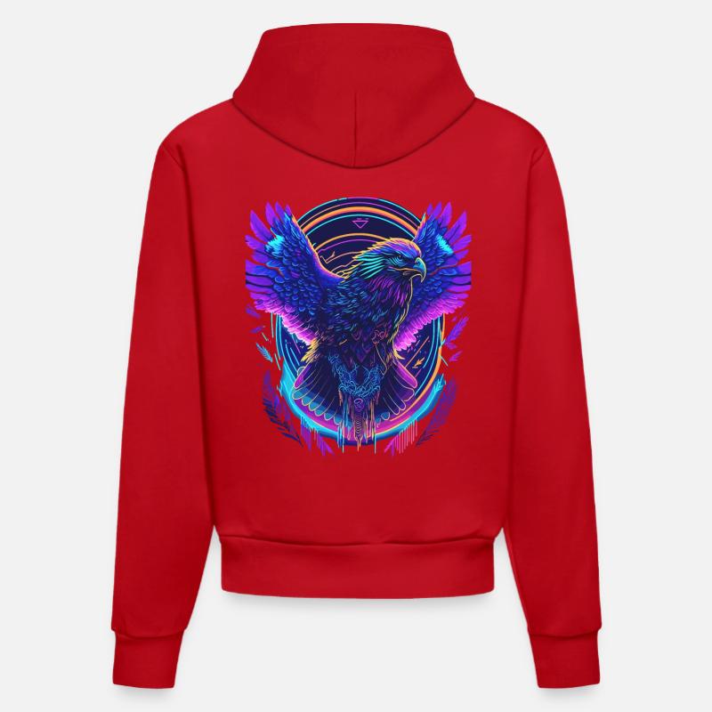 Aigle volant Synthwave - Sweat à capuche bio ajusté fabriqué en UE - rouge