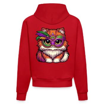 Mardi Gras chat persan, chat déguisé - Sweat à capuche bio ajusté fabriqué en UE - rouge - Dos