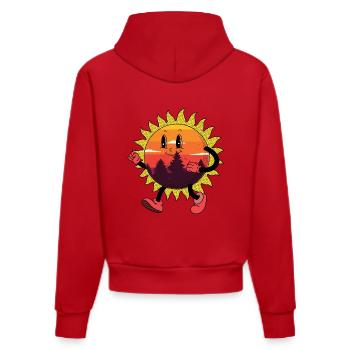 Retro Sonne Vintage Wanderung Natur 80er 90er - Organic Fitted Hoodie Made in EU - Rot - Hinten