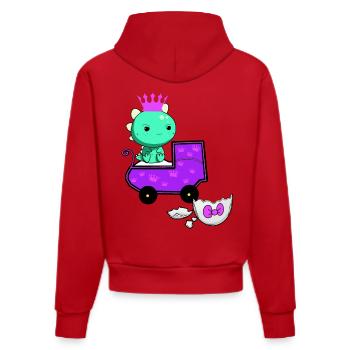Drache Schwanger Eierschale Ei schlüpfen Baby - Organic Fitted Hoodie Made in EU - Rot - Hinten
