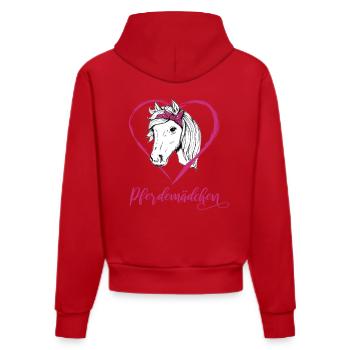 Pferdemädchen Reiten Pferde Herz Geschenk - Organic Fitted Hoodie Made in EU - Rot - Hinten