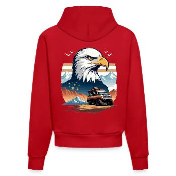 Abenteuerreise USA - Organic Fitted Hoodie Made in EU - Rot - Hinten