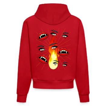 Halloween Vampir Girl Fantasy Horror Dark - Organic Fitted Hoodie Made in EU - Rot - Hinten