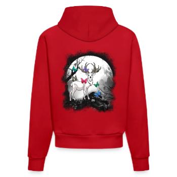 Deer Deer Nature Forest Forest Dweller Deer Insect - Organic Fitted Hoodie Made in EU - red - Back