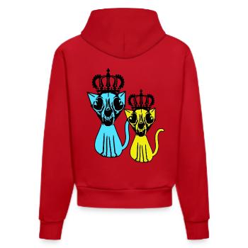 Retro Vintage Halloween Cat Cats Skull - Organic Fitted Hoodie Made in EU - red - Back