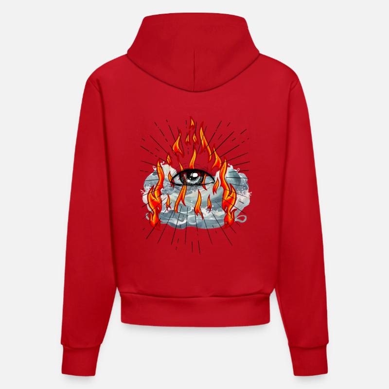 Illuminati Eye Dieu Messie Jésus - Sweat à capuche bio ajusté fabriqué en UE - rouge