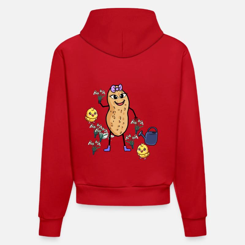 Peanut Spring Easter Chick Snowdrop - Organic Fitted Hoodie Made in EU - red