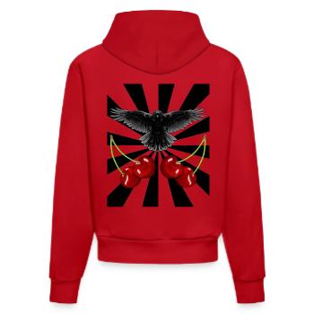 Rockabilly Retro Raven Crow Raven Cherries - Organic Fitted Hoodie Made in EU - red - Back