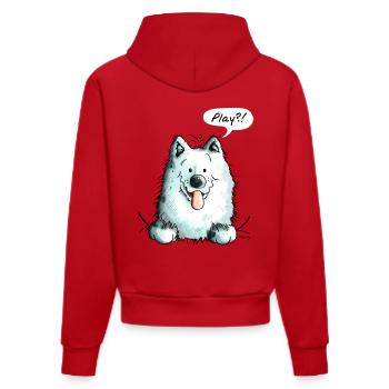 Samoyède Play - Samoyeds - Sabaka - Sobaka - Sweat à capuche bio ajusté fabriqué en UE - rouge - Dos