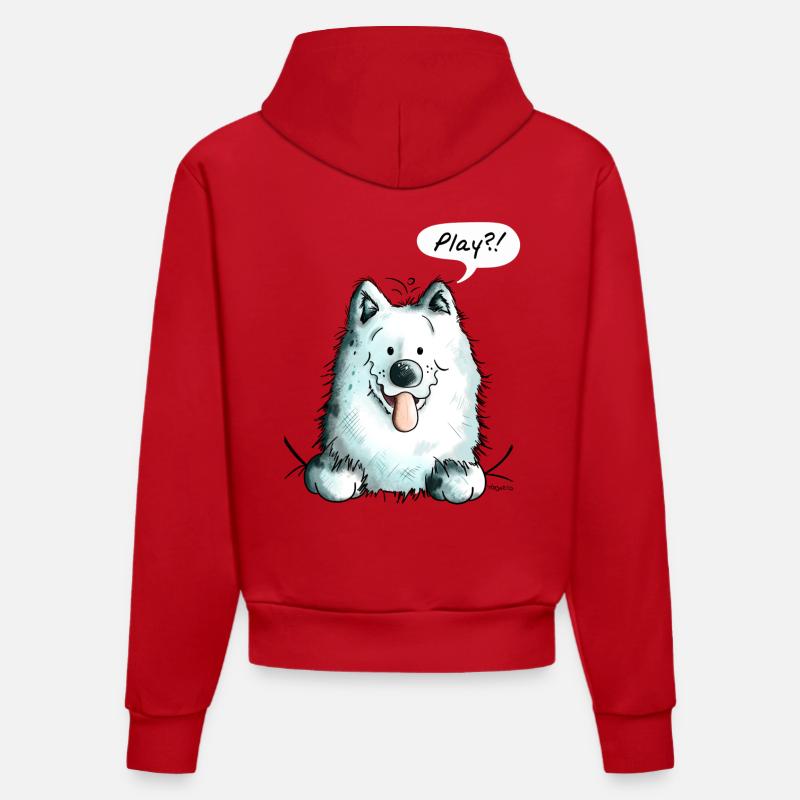 Samoyède Play - Samoyeds - Sabaka - Sobaka - Sweat à capuche bio ajusté fabriqué en UE - rouge