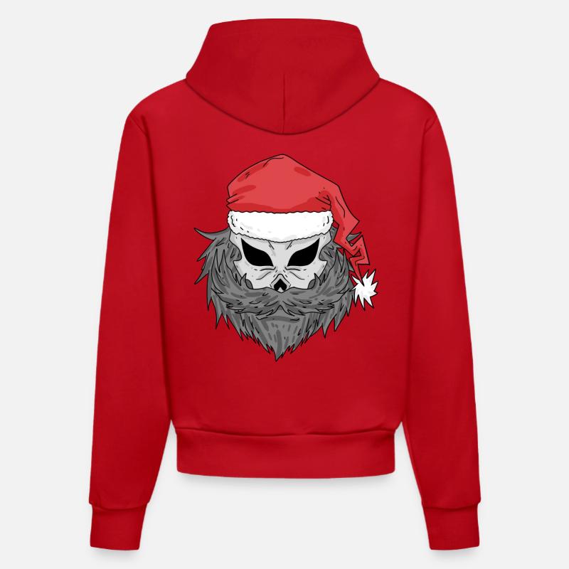 Crâne de Père Noël - Sweat à capuche bio ajusté fabriqué en UE - rouge