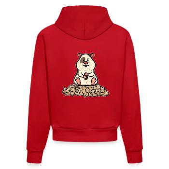 Small hamster with many peanuts - Organic Fitted Hoodie Made in EU - red - Back