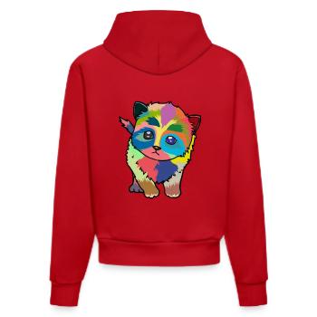 Kleine bunte süße Katze - Organic Fitted Hoodie Made in EU - Rot - Hinten