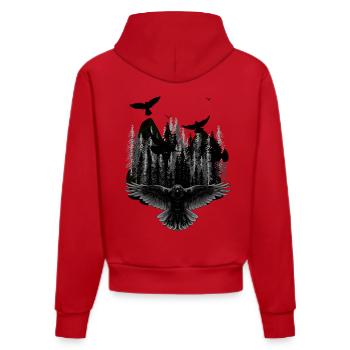 Fantasy Dark Wildtiere Vögel Natur Wildnis - Organic Fitted Hoodie Made in EU - Rot - Hinten