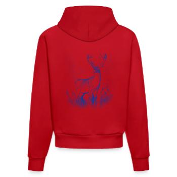 Hirsch Wildtier Hirsche Wild Waldtiere Schweden - Organic Fitted Hoodie Made in EU - Rot - Hinten