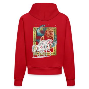 Licornes Licornes Licorne Cheval Chevaux Lions - Sweat à capuche bio ajusté fabriqué en UE - rouge - Dos