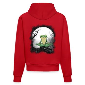 Frosch Frösche Meditation meditieren Waldbewohner - Organic Fitted Hoodie Made in EU - Rot - Hinten