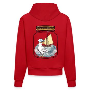 Matrose Möwe Segelschiff Ahoi - Organic Fitted Hoodie Made in EU - Rot - Hinten