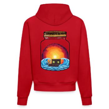 Funny Peanut Sailor Ship Boat Maritime Sailing - Organic Fitted Hoodie Made in EU - red - Back
