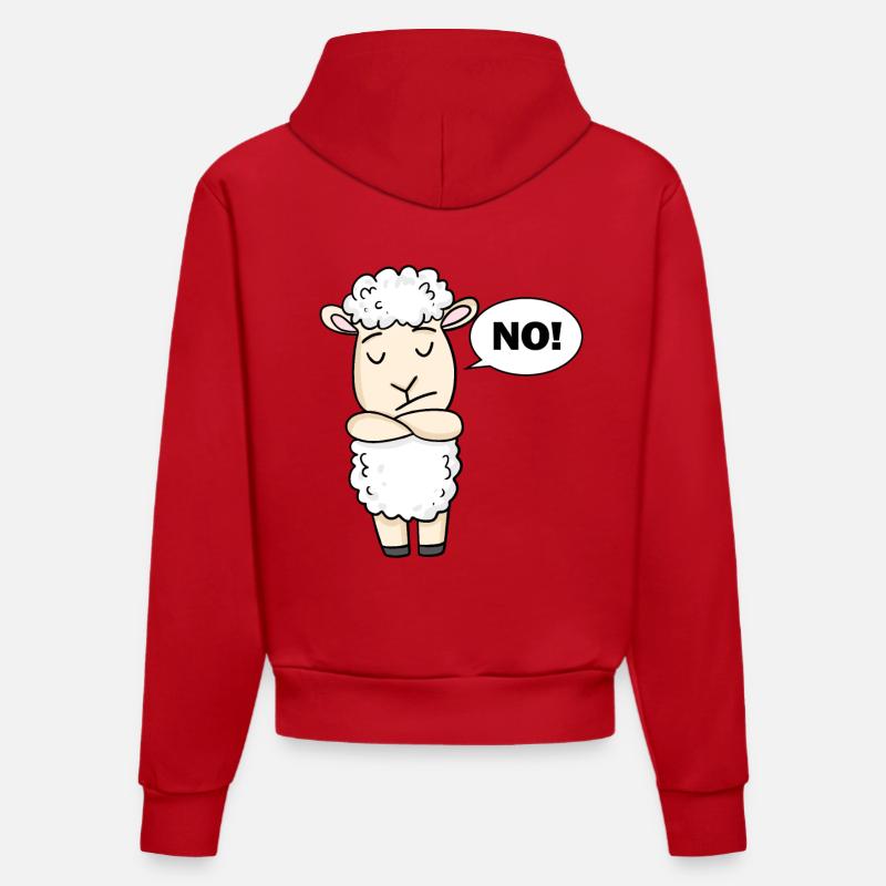 N° de moutons - Sweat à capuche bio ajusté fabriqué en UE - rouge