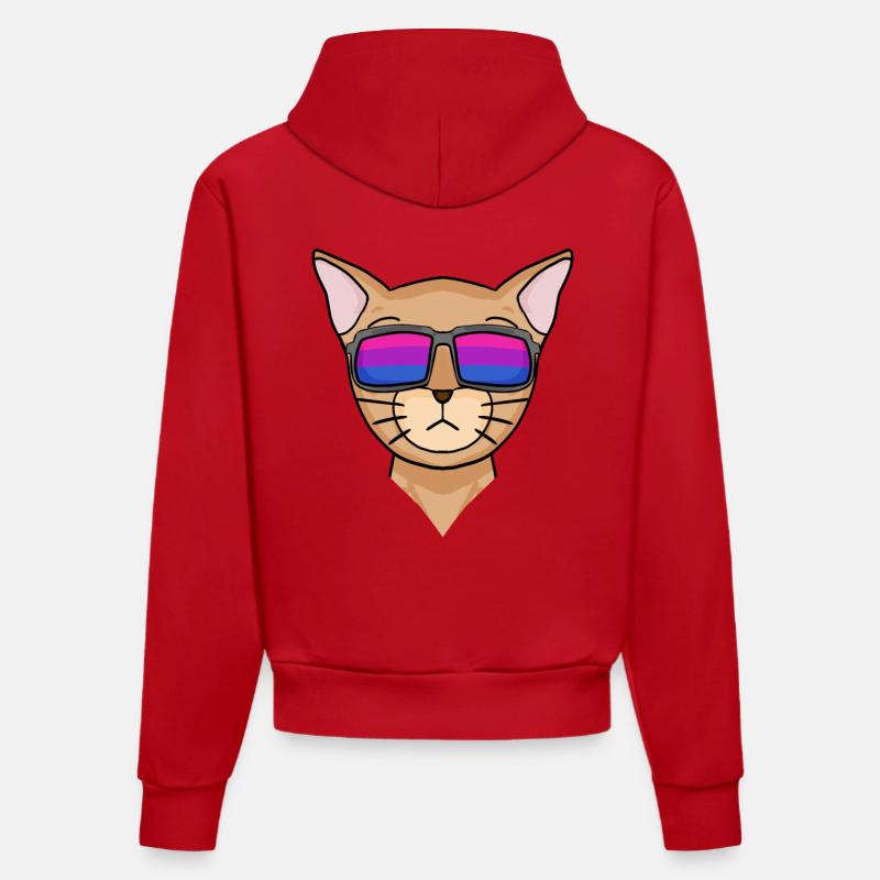 Cadeau de chat abyssinique bisexuel - Sweat à capuche bio ajusté fabriqué en UE - rouge